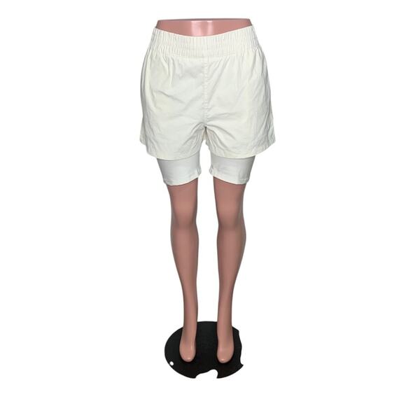 Revolve We Wore What Athleisure Layered Windbreaker Biker Shorts Off White Sz M - Picture 1 of 13